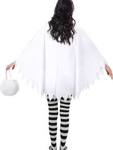 3Pcs Women's Ghost Costume Kit, Adult Halloween Cosplay Outfit For Dress-Up Party & Dance Performance - Ghost Makeup Set 4PCS - View 3