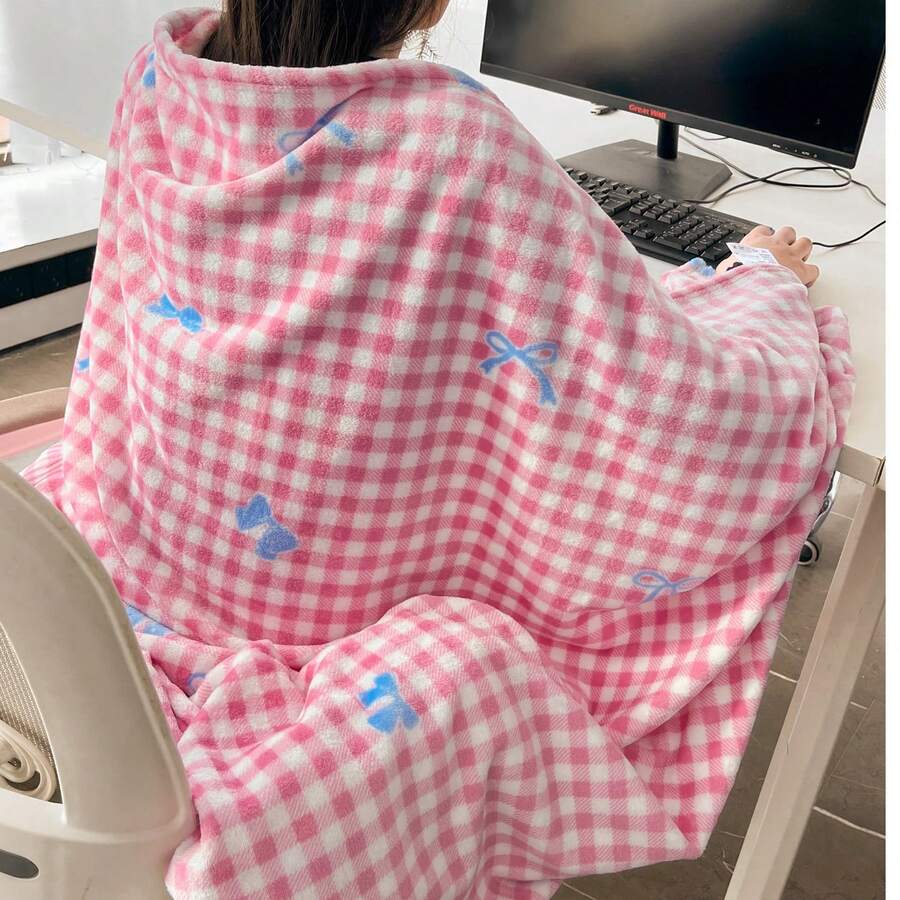 1pc Printed Flannel Fleece Blanket, High GSM Colorful Warm Soft Sofa Throw - Multicolor - View 1