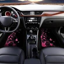 Set Of 4 Car Floor Mats, Designed For Sedan Or SUV, Easy To Clean Surface, Suitable For Car Owners, Decorated With Pink Butterfly And Flower Heart Design, Ideal Choice For Professional Environment And Fun Car Accessories. - Multicolor - View 3