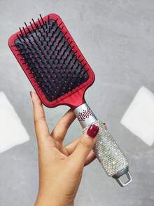 1pc Massage Air Cushion Hair Brush, High-Value Shiny Artificial Rhinestone Straight & Curly Hair Volumizing Detangling Styling Comb, Portable Home Hairbrush Suitable For Wet & Dry Hair, Gift - Multicolor - View 6
