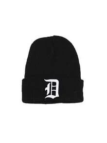 1Pc Women A‑Z Gothic Letter Cuffed Ribbed Knit Beanie, Personalized Warm Winter Knitted Hat For Gentlemen Daily Casual Wear - Black - View 7