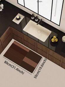 1pc Dark Brown Patchwork Vertical Striped Kitchen Rug, 3.5mm Cuttable Absorbent Mat, Durable & Comfortable, Entrance Door Mat Indoor Bathroom Mat Outdoor Garden Decor Universal Use - Multicolor - View 15