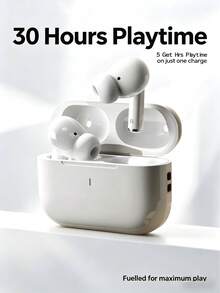 Wireless Bluetooth Earbuds With Built-In Microphone, Stereo Deep Bass, Clear Calls, Portable Charging Case, 24-Hour Battery Life, Stable Connection, Compatible With IPhone And Android Phones, Ideal For Music, Sports, Travel And Daily Use - White - View 3