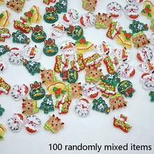 20/50/100pcs Christmas Resin Mini Charms, Santa Claus, Reindeer, Christmas Tree DIY Cream Glue Phone Case Hair Clip Sticker Material - Random Mix - Multicolor - View 11