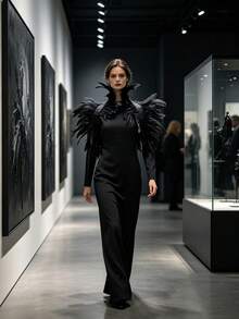1 chiếc khăn choàng lông vũ nhân tạo kiểu áo choàng, phụ kiện trang phục tiệc carnival phong cách punk gothic, đồ cosplay unisex - Nhiều màu - Xem 2