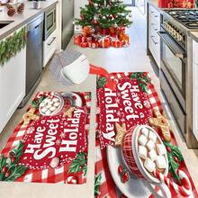 1pc Christmas Series Snowflake & Star Pattern Printed Faux Cashmere Surface TPR Bottom Door Mat, Bathroom Mat, Kitchen Mat, Laundry Room Mat, Holiday Atmosphere Decor, Home Decor, Party Decor, Wedding Decor, Dining & Kitchen Decor - Multicolor - View 5