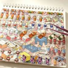 23pcs Scene Sticker Set, Scene Decoration Stickers, Small Supermarket Cartoon House Includes 12 Material Stickers, 8 Scene Cards, 2 Reference Images And 1 Tweezers, Suitable For Simulation Model Scenes And Mini Houses, Perfect As Birthday Or New Year Gift. - Multicolor - View 3