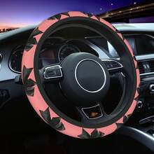 1pc Car Steering Wheel Cover, Lively Pink & Elegant Black Bow Pattern, Unique Design, Printed Craft, Polyester Fiber Material, Waterproof, No Inner Ring, Automotive Interior Steering Wheel Protector, All Season Use - Steering Wheel Cover - View 10