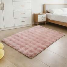 1pc Faux Rabbit Fur Bubble Plush Rectangular Large Area Luxury Cream Style Wave Decor Rug, Fluffy Soft Premium Polyester Plush Home Living Room Sofa Mat, Bedroom Bedside Carpet, Study Room, Walk-In Closet, Pet Mat, Chair Cushion, Machine Washable, Fade-Resistant, Creates Cozy Home Atmosphere - Dusty Pink - View 9