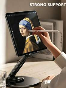 Dudukan Multi-Perangkat dengan Alas Logam Berputar 360°, Dudukan Meja Portabel yang Dibuat dengan Ahli, Braket Universal untuk Ponsel, Tablet, Laptop, Cocok untuk Menggambar Elektronik di Rumah, Membaca, Belajar, Pekerjaan Kantor, dan Semua Game Tablet. - View 2