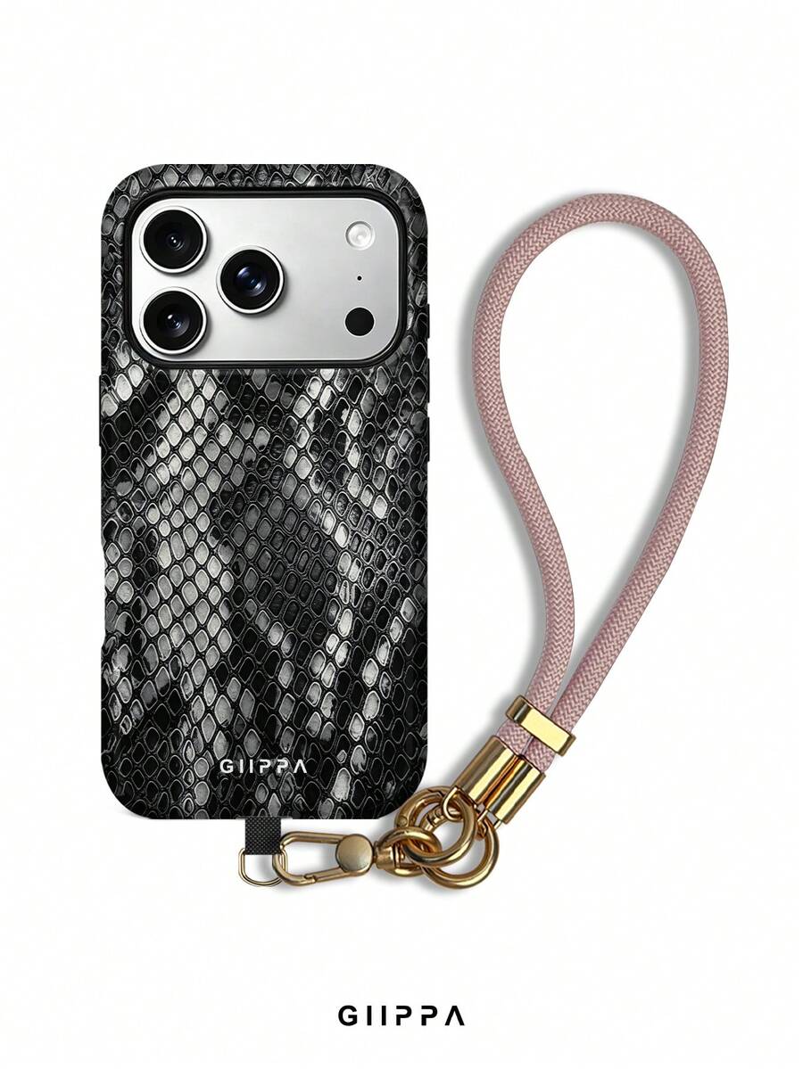 GIIPPA 1pc Black Python Pattern Design Phone 17 Pro Max Phone Case, Compatible With Phone 16 Pro Max, 15 Pro Max, 14 Pro Max, Korean-Style High-End Fashion Fun Phone Case, Suitable For 11/12/13/14/15/16 Pro Max Plus, Elegant Design For Men And Women, Perfect Gift For Girlfriend On Christmas, Valentine's Day, Easter, Wedding Season And Birthday! - Black - View 1