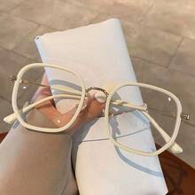 Unisex Sweet Style Plain Square Frame Glasses, Fashion Commute Essential Accessory, Perfect For Shopping, Outfit Matching, Reading And Gifting - Clear - View 5