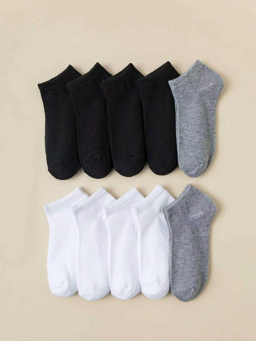 10 đôi tất thuyền trẻ em unisex, thoải mái phù hợp mặc hàng ngày - Nhiều màu - Xem 1