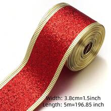 1 Roll/1.5 Inch Wide Christmas Ribbon With Glitter Powder Decoration, Suitable For DIY Holiday Decor, Christmas Tree Decoration, Party Gift Wrapping And Bow Making - Christmas Glitter Style - View 10
