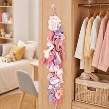 1pc Multi-Functional Hand- Doll Storage Lanyard Set With 20 Clips And 2 Hooks, Featuring Wooden Rings And Metal Clips, Plush Display Chain, Sturdy And Durable Space-Saving Closet Organizer Hanging Accessory, Christmas, Halloween - one-size - View 3