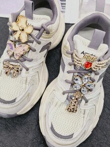 6 Buah Gesper Dekoratif Tali Sepatu Bunga Kupu-kupu ABS Emas, Sayap Angsa Berkilau, Hiasan Tali Sepatu, Aksesoris DIY, Klip Sepatu Hati yang Dapat Dilepas, Dekorasi - MultiWarna - View 9