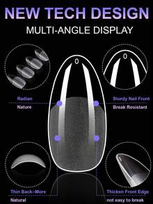 120/600pcs Medium Square Soft Gel Transparent Nail Tips, Semi-Matte Full Coverage Acrylic Pre-Pressed False Nails, Suitable For Home DIY Manicure - Clear - View 3