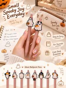 9PCS/Halloween DIY Press Neutral Pen, Suitable For Stationery, Cartoon Ballpoint Pens, Gifts, Gifts, Etc, - Multicolor - View 5