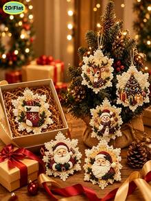 Christmas Themed Hanging Tags, Christmas Themed 2D Flat High-Definition Print, Christmas Tree Hanging Decoration, Window Display Scene Arrangement, Creative Holiday Gift - Multicolor - View 5