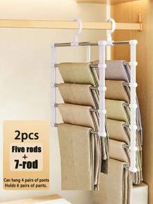 Multi-Layer Pants Rack,Foldable Multi Layer Pants Hanger, Space Saving Foldable Design Ladder Trouser Rack, Anti Slip Multi Rod Clothes Storage Organizer, Creaseless Wardrobe Hanging Holder For Jeans, Leggings,Trousers, Scarves And Household Garments - Multicolor - View 19