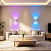 New White Wall-Mounted Motion Sensor Light, LED Dual-Head Up & Down 4-Light Ambient Lamp, USB Rechargeable, Multi-Color Adjustable Brightness, Suitable For Bedroom, Living Room, Hallway And Closet Indoor Decoration - H-type - View 4