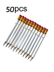 1/5/10/20/50/60/80/100pcs White HB Hexagonal Pencils With Eraser, 4 Inches/10cm Long, Suitable For School, Office, Gift, Wedding, Back To School, Small Party, Bridal Shower And More - Multicolor - View 19