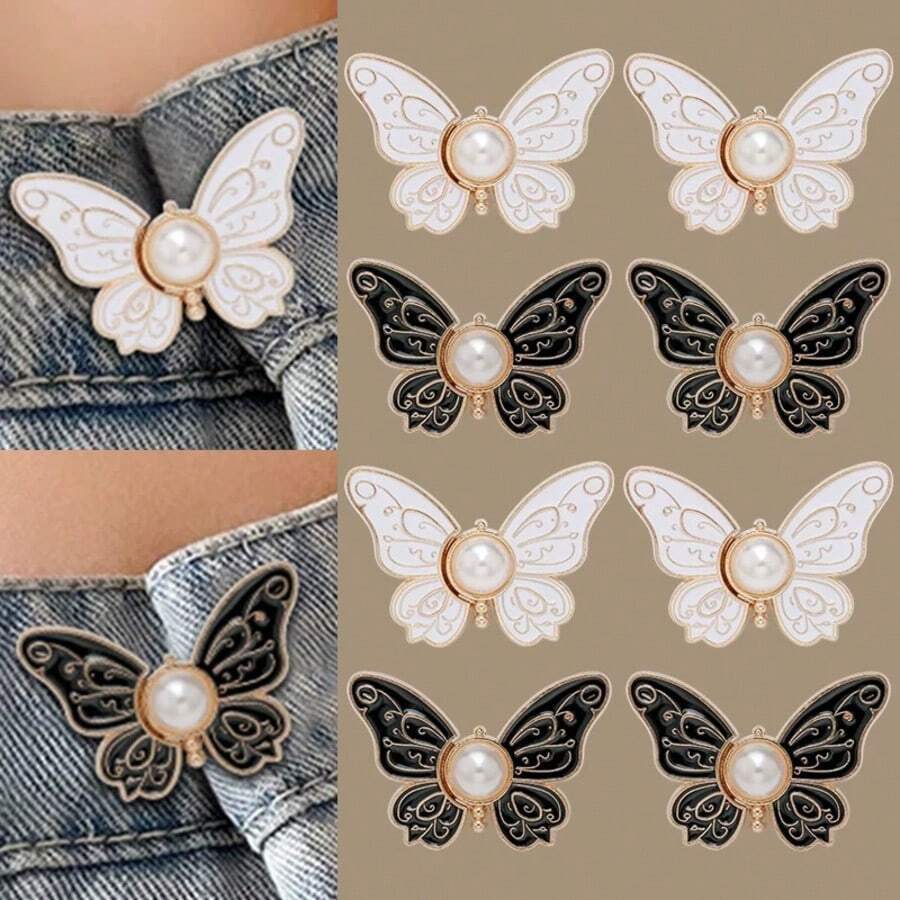 1 Set Kancing Pinggang Bentuk Daun Semanggi Empat, Dapat Dilepas, Tanpa Jahitan, untuk Celana Jeans, Ukuran Pinggang Besar/Kecil, Alat Pinggang Bentuk Kupu-kupu - MultiWarna - View 1