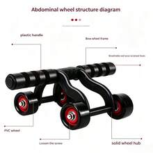 1pc Four-Wheel Ab Roller Stable Non-Slip Core Strength Training Multi-Function Abdominal Exerciser Fitness Equipment For Men & Women Home Use - Multicolor - View 7