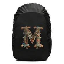 Penutup Hujan Ransel Motif Cetak Huruf Gulir Bunga Dekoratif Vintage, Pelindung Ransel Tali Serut Tahan Air dan Anti Debu, Perlengkapan Outdoor Tahan Lama untuk Mendaki, Berkemah dan Perjalanan - Hitam - View 128
