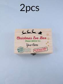 Custom Christmas Eve Keepsake Box, Personalized Rustic Wooden Memory Box For Home Decor, Festive Name Storage Case, Customized Name Holiday Gift Box, Customizable Seasonal Keepsake For Christmas Party Display, Christmas Party Decor, Merry Christmas - Style I - View 17
