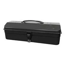 OUKANING Lockable Portable Metal Tool Box With Steel Latch, Cold‑Rolled Iron Hardware Tool Storage Carry Case, 2 Colors Available, Tools Not Included - Black - View 7