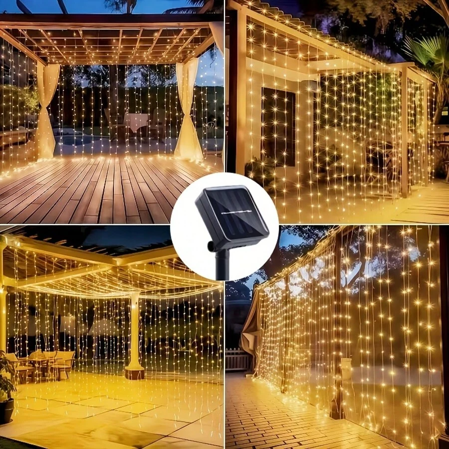 1 buah Lampu Tirai Karangan Bunga LED Bertenaga Surya, 8 Mode, Cocok untuk Jendela, Luar Ruangan, Tahan Air, Lampu Hias, Cocok untuk Pernikahan, Halaman, Pesta, Dekorasi Rumah Tangga, Dekorasi Musim Gugur, Dekorasi Dalam Ruangan, Dekorasi Luar Ruangan