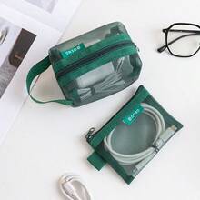 6 Pack-Minimalist Transparent Mesh Storage Bag, Mesh Cosmetic Bag, Portable Coin Purse, Stationery Pencil Case, Portable Travel Cosmetic Bag With Zipper, Suitable For Home And Office Storage, Portable Coin Purse When Going Out - A - View 8