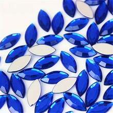 200pcs 0.7 * 1.5 Cm/0.27 * 0.59 Inch Randomly Mixed Color Flat Bottomed Acrylic Horse Eye Shaped Rhinestones, Suitable For DIY Jewelry Making And Wedding Decoration - Color - View 18