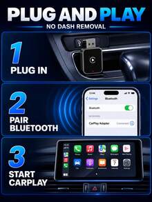 XF.Meraki Wireless CarPlay Adapter, Converts Wired CarPlay To Wireless, Auto Reconnect, Mini USB Adapter, Compatible With IPhone And Factory CarPlay Models - Wireless CarPlay Adapter - View 8