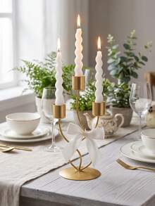 3-Arm Metal Candelabra Candle Holder, Wedding Candle Stand, Candlelight Dinner, Party Dinner, Home Dining Table Decor, Table Centerpiece, Birthday Party, Wedding Dining, Home Decor, Gift Candelabra - Elegant Style - View 11