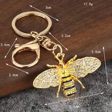 2 Pcs Rhinestone Bee Keychains, Enamel Crystal Insect Pendant Key Rings, Sparkly Animal Charms For Keys, Backpack, Handbag & Gift - Multicolor - View 2