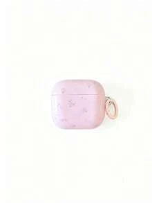 1pc Pink Early Spring Blue Floral + Round Ring Earphone Case Compatible With Apple For AirPodsPro3 Case/For AirPodsPro2 Case/For AirPods4 Case/For AirPods3 Case/For AirPods2 Case/Fashionable Women's Earphone Case/Minimalist Earphone Case - Pink - View 12