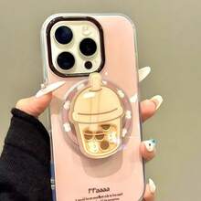 Cute Milk Tea Cup Shaker Magnetic Phone Grip, Shakeable Cat Bead MagSafe Phone Holder, Foldable Portable Phone Stand For Smartphone - Multicolor - View 2