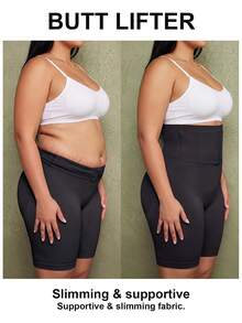 1pc Plus Size Women's High Waist Tummy Control Shaping Pants, Tight Waist Cincher, Butt Lifting Shorts, Innerwear - Black - View 4