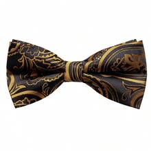 5Pcs Men Khaki Paisley Jacquard Bow Tie Pocket Square Cufflinks Ring Boutonniere Set, Cufflinks Pattern Random For Wedding Business Party - Khaki - View 6