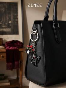 Halloween Spooky Black Ghost & Haunted House Keychain - Cute Enamel Festival Bag Charm & Purse Pendant Accessory - Multicolor - View 3