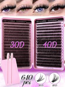 640pcs D-Curl Eyelashes, 10-16mm Length. Includes 10D+20D/30D+40D/50D+60D/80D+100pcs Individual Lashes. DIY Eyelash Extension Tutorial, Eyelash Clusters, Perfect For Creating Cat Eye Makeup. Suitable For Home Use, Suitable For DIY Use. - D - View 23