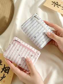 Korean Style Cute Printed Coin Purse, Student Striped Cartoon Small Bag, Multi-Functional Versatile Wallet, Suitable For Daily Outings Storage And More, Also A Top Choice For Holiday Gifts - Multicolor - View 4