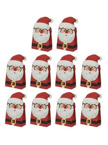 10pcs Paper Gift Bags, Santa Claus & Reindeer Cartoon Design, Suitable For Christmas Gift Boxes And Gift Bags - Gift Bags - View 10