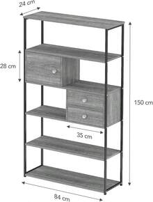 Librero Minimalista de Metal Hasan para Oficina 5 Niveles - Marrón - Ver 5