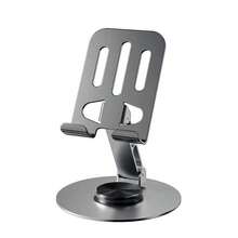 Universal All-Metal Aluminum Alloy 360° Rotating Phone Stand - Foldable Dual-Axis Design, Stable Anti-Slip Holder - Dark Grey - View 5