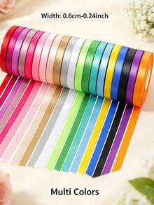 1 Roll 25 Yards 6mm Satin Ribbon, DIY Wedding Christmas Decoration Bow Making Handmade Cards Gift Floral Accessories - Multicolor - View 2