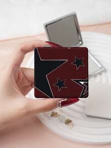 1pc Millennium Y2K Series Portable Folding Makeup Mirror, Lightweight Ultra-Thin Convenient Durable PU Leather, Suitable For Various Occasions Travel Party Work School, Fit For All Ages Universal - Multicolor - View 9