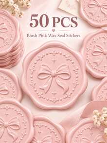 20/30/50/100pcs Bow Wax Seal Stickers, Wedding Invitation Envelope Seal Stickers, Self-Adhesive Envelope Seal Stickers, Suitable For Wedding, Invitation, Envelope, Gift Packaging, Christmas - Bow--blush Pink (New 2) - View 9